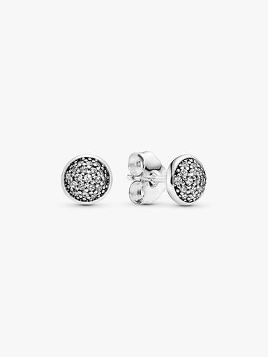 Silver stud earrings with clear cubic zirconia, 6 mm