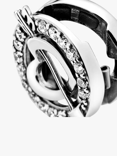 PANDORA Reflexions heart and arrow silver clip charm with clear cubic zirconia