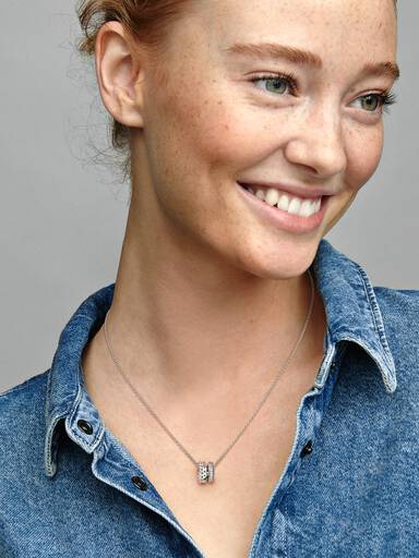 Pandora Signature Logo Pavé & Beads Pendant & Necklace