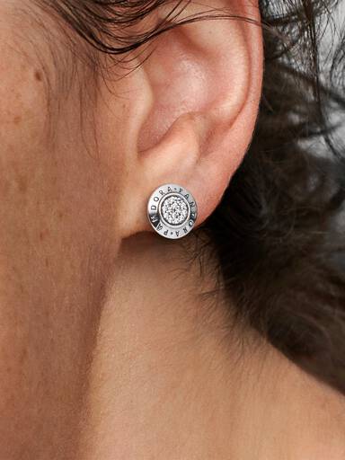 PANDORA silver stud earrings with cubic zirconia