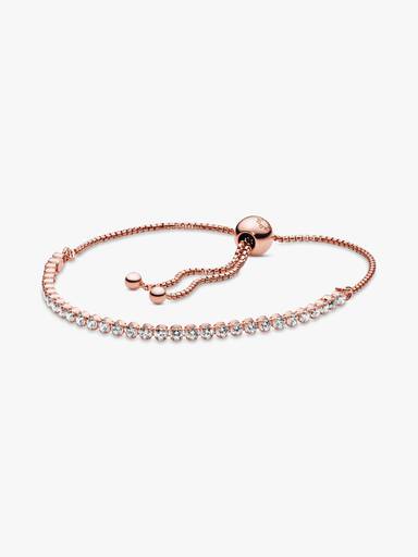 14k Rose gold-plated bracelet with clear cubic zirconia
