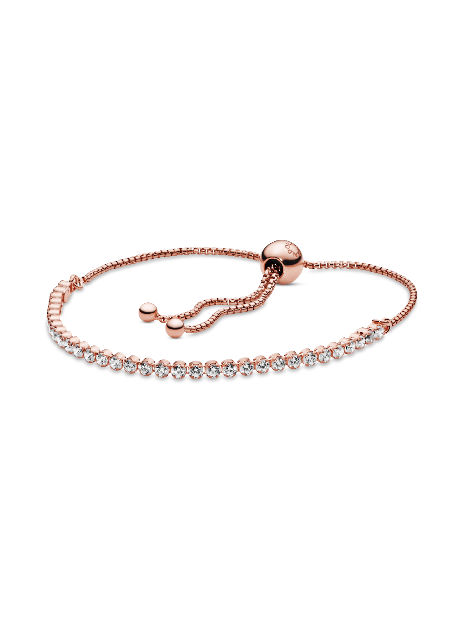 14k Rose gold-plated bracelet with clear cubic zirconia