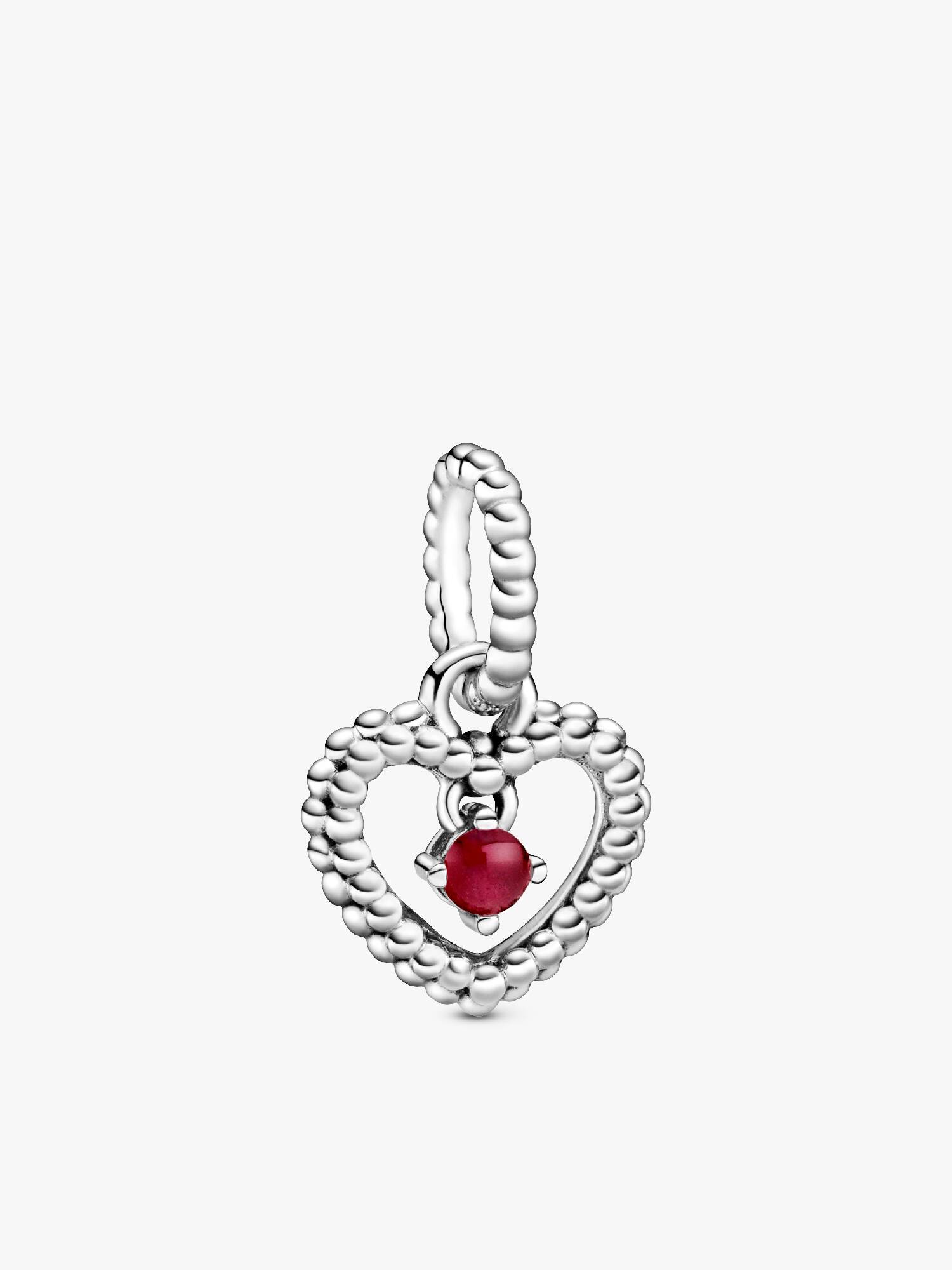 Dark Red Beaded Heart Dangle Charm
