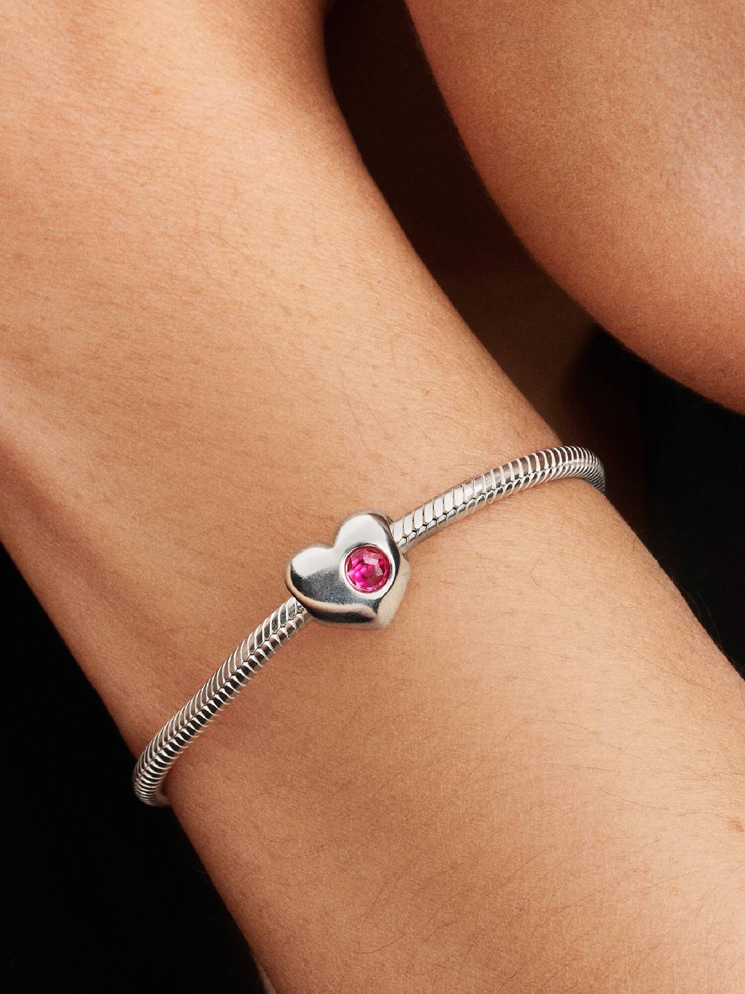 Engravable Pink Stone Heart Charm