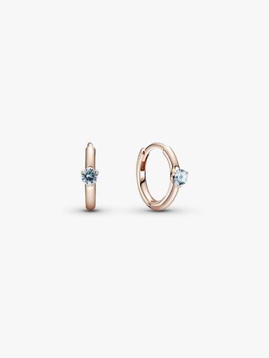 Light Blue Solitaire Huggie Hoop Earrings