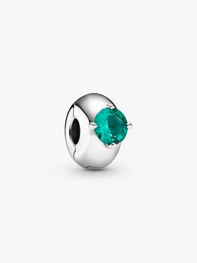 Green Round Solitaire Clip Charm