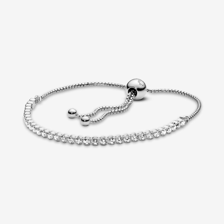 Rhodium plated silver bracelet with clear cubic zirconia image number 0