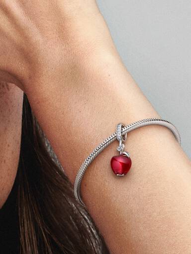 Murano Glass Red Apple Dangle Charm