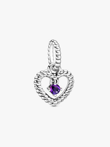 Purple Beaded Heart Dangle Charm