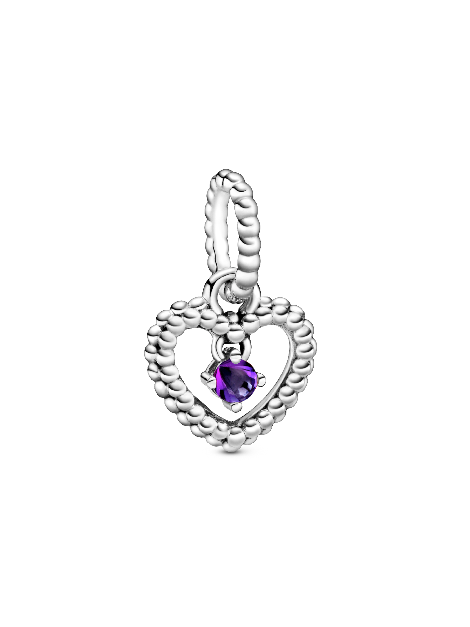 Purple Beaded Heart Dangle Charm