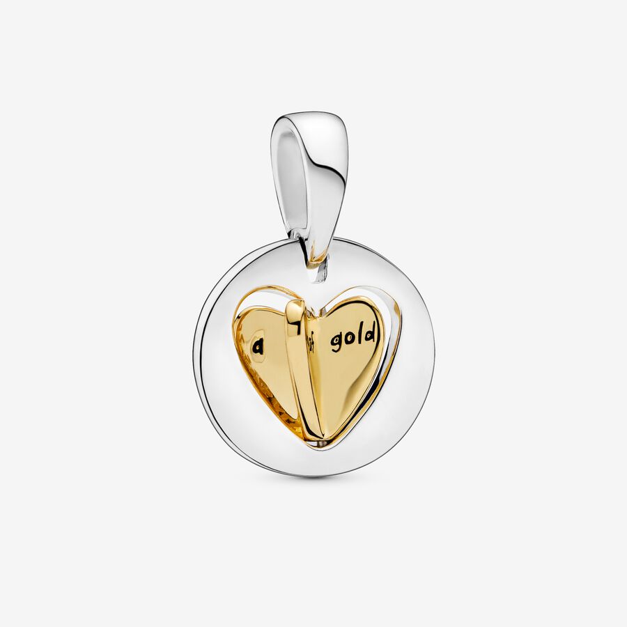 Spinning heart 14k gold-plated and silver dangle image number 0