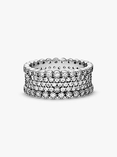 Silver ring with clear cubic zirconia