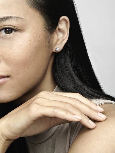 Silver stud earrings with clear cubic zirconia
