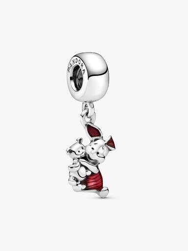 Disney Piglet silver dangle with pink enamel