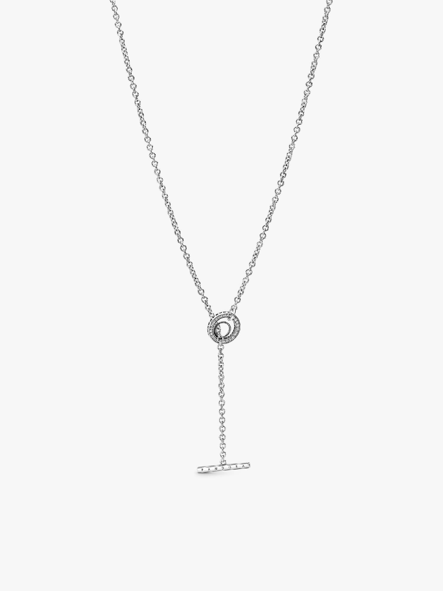 Pavé Circle Logo T-bar Heart Necklace