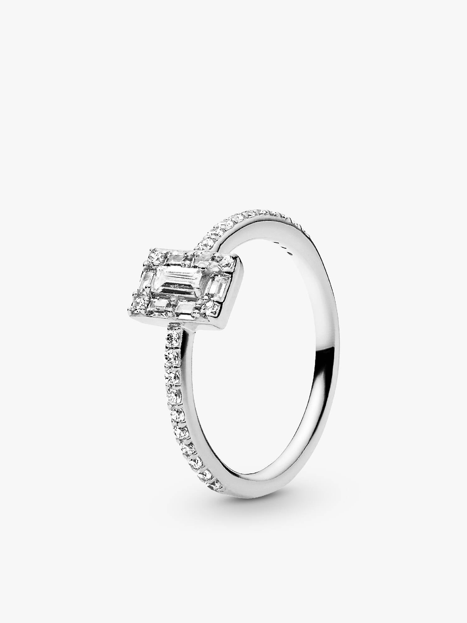 Ice cube silver ring with clear cubic zirconia