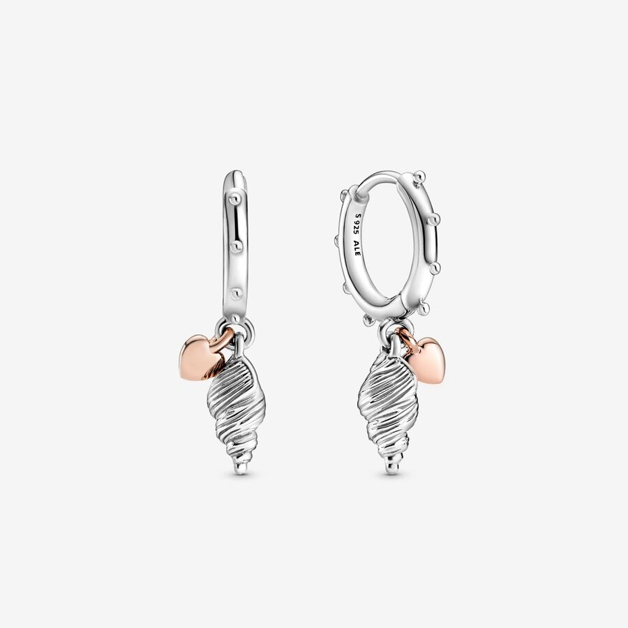 Heart & Conch Shell Hoop Earrings image number 0