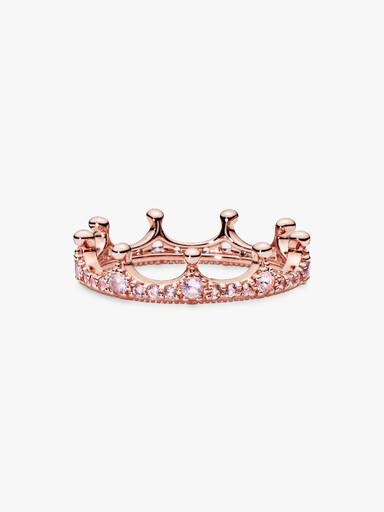 Crown 14k rose gold-plated ring with orchid pink and blush pink crystal