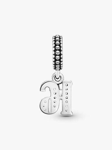 16 silver dangle with clear cubic zirconia