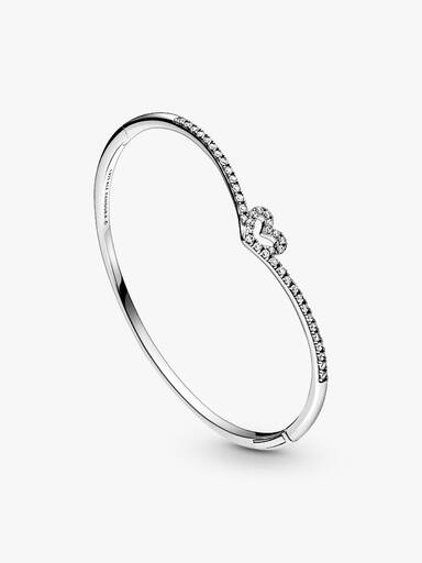 Sparkling Wishbone Heart Bangle
