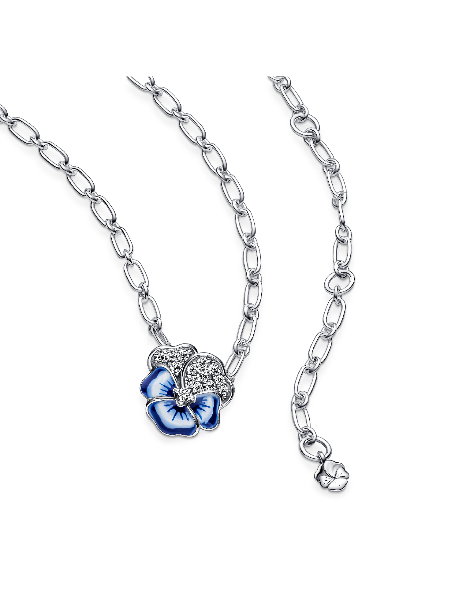 Blue Pansy Flower Pendant Necklace | Sterling silver | Pandora ZA