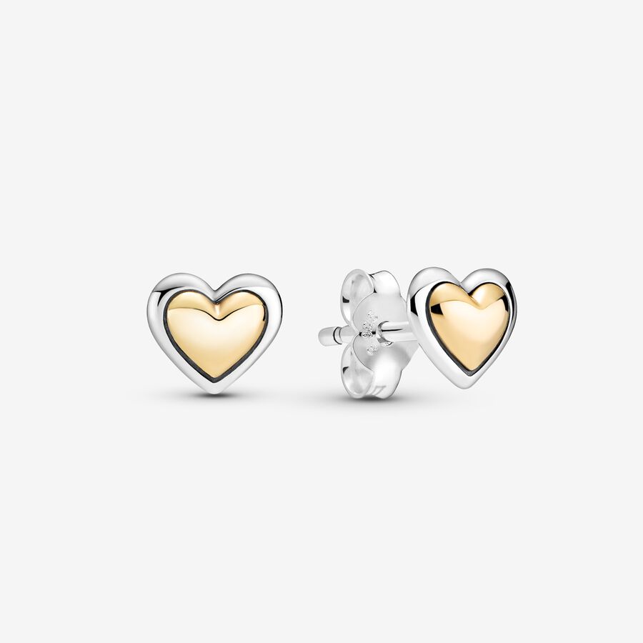 Domed Golden Heart Stud Earrings image number 0