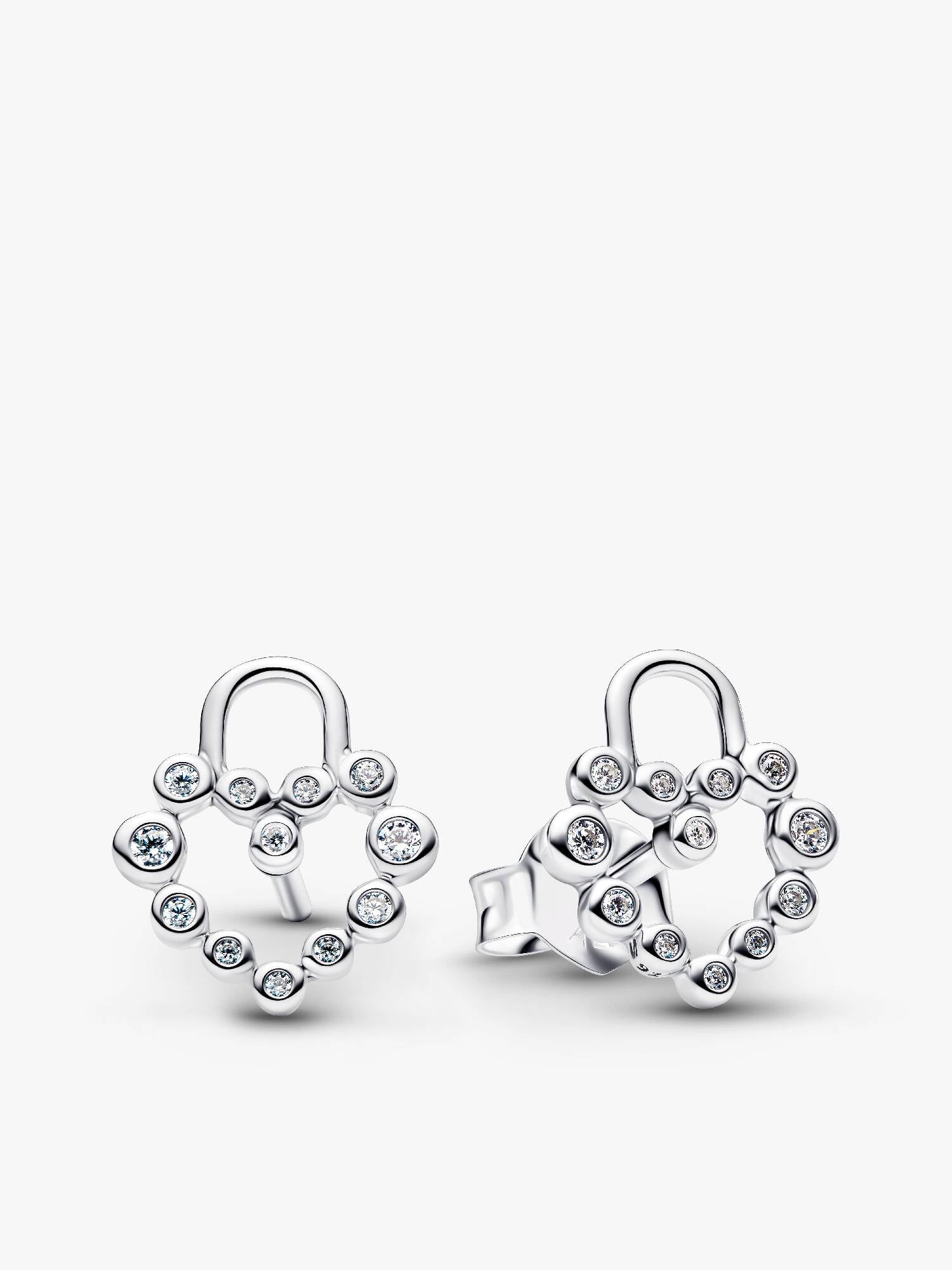 Sparkling Heart Padlock Stud Earrings