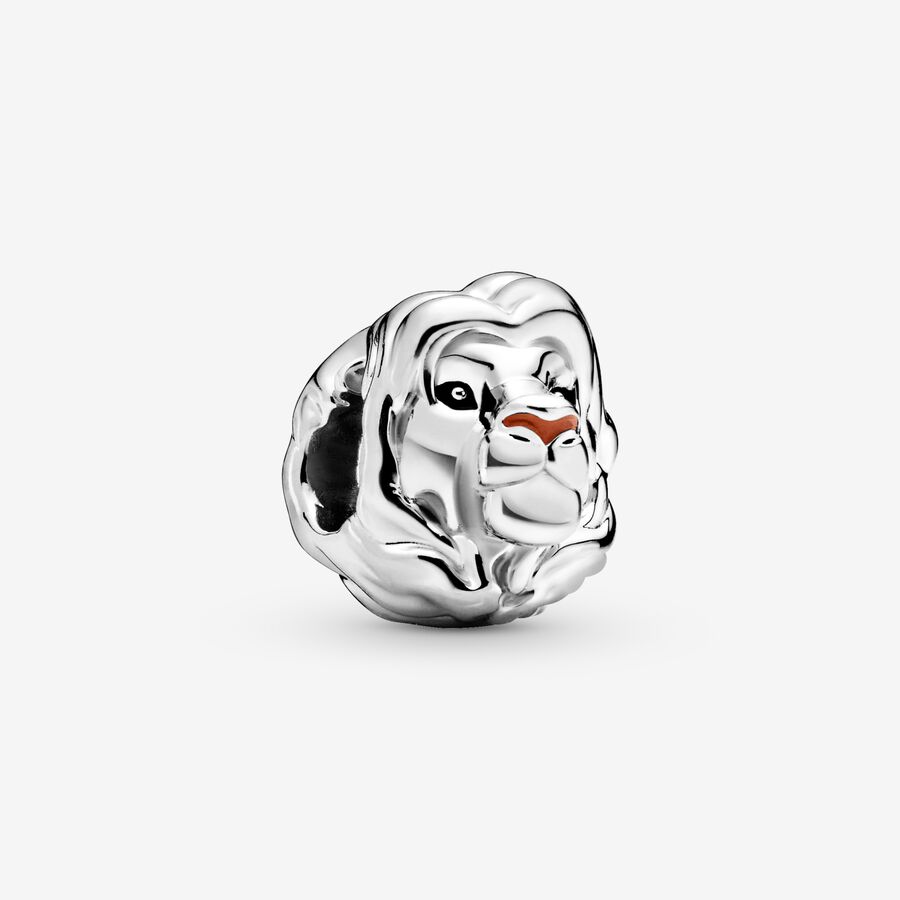 Disney Simba silver charm with black and brown enamel image number 0