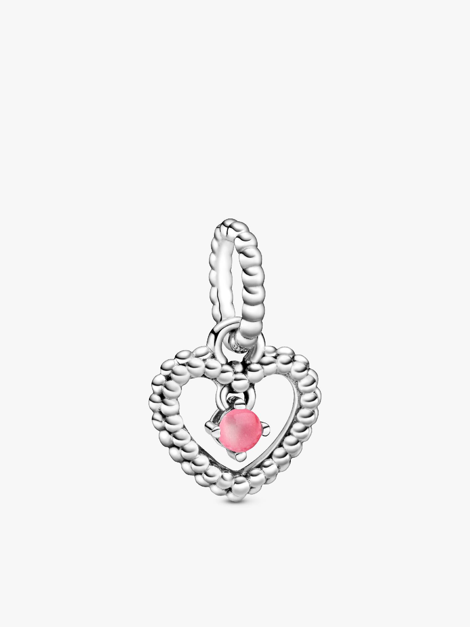 Petal Pink Beaded Heart Dangle Charm