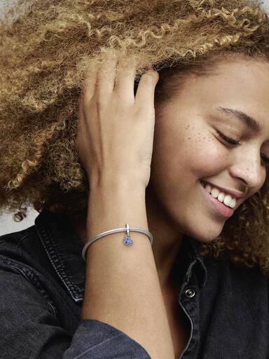 Stellar Blue Pavé Tilted Heart Dangle Charm