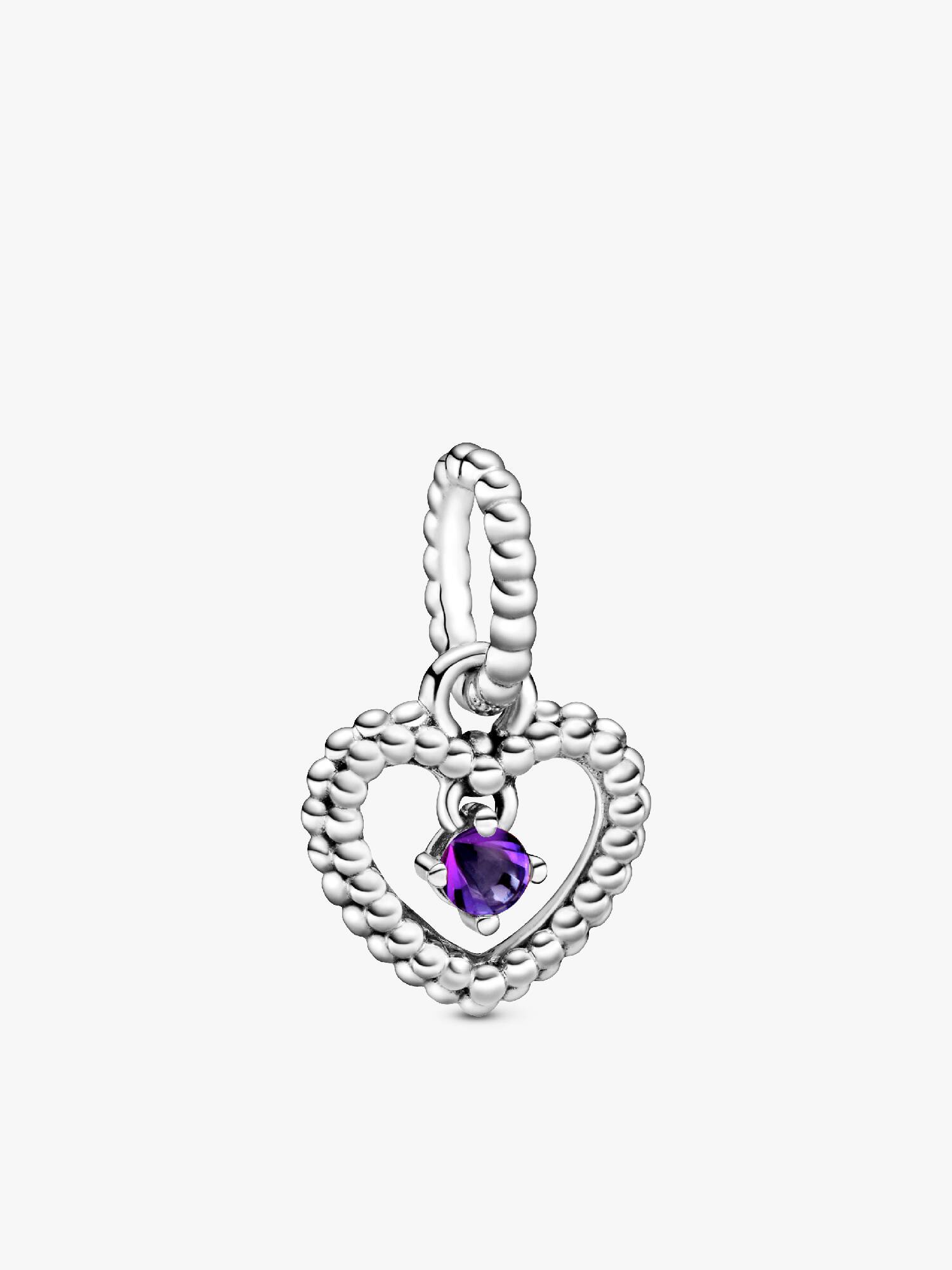 Purple Beaded Heart Dangle Charm