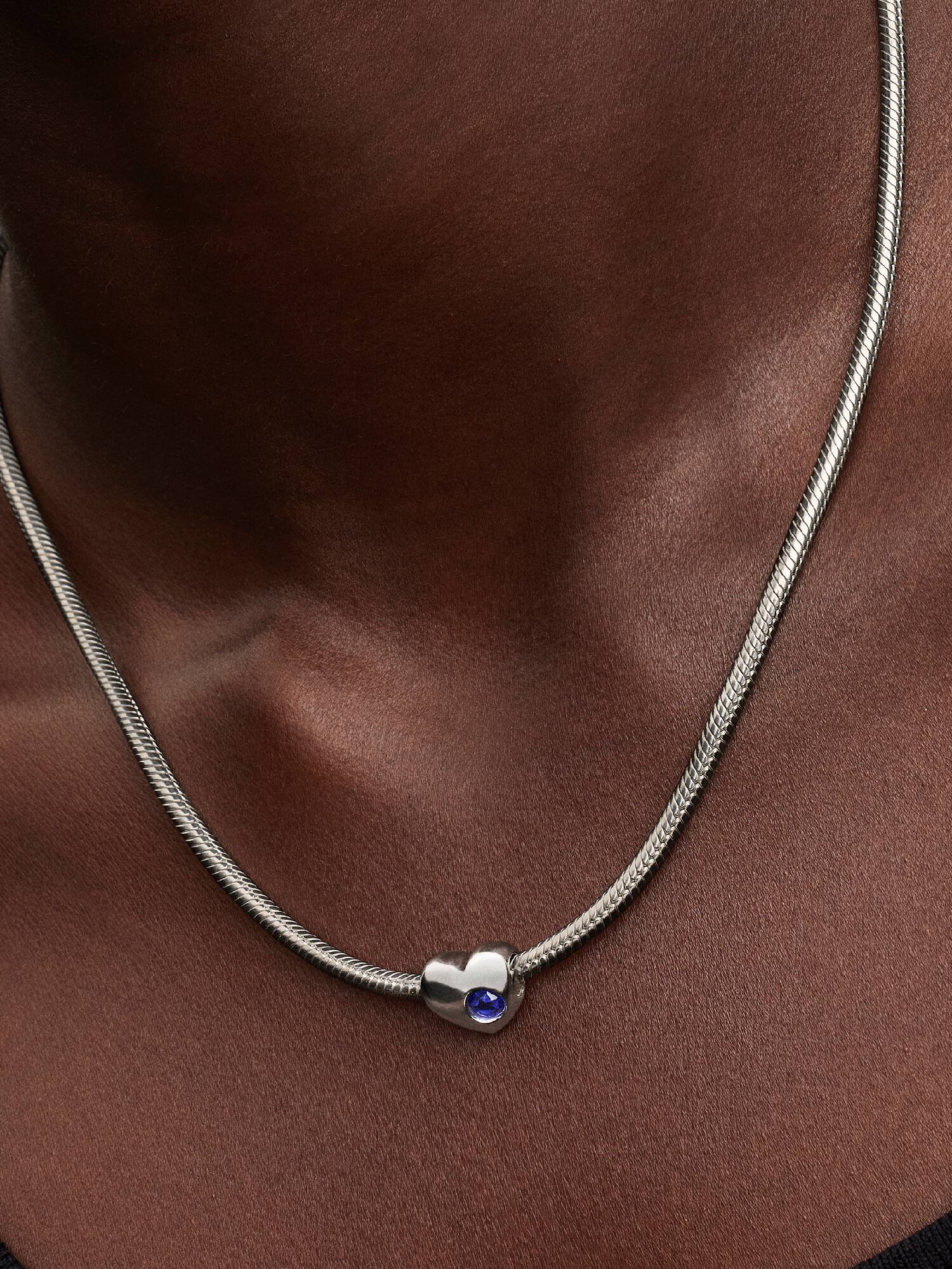 Engravable Blue Stone Heart Charm
