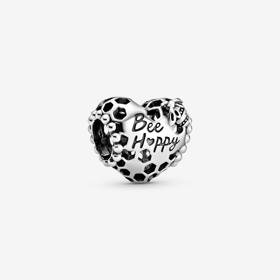 Honeycomb and heart sterling silver charm image number 0
