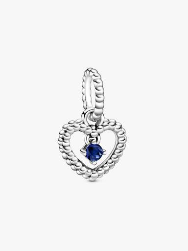 Sea Blue Beaded Heart Dangle Charm