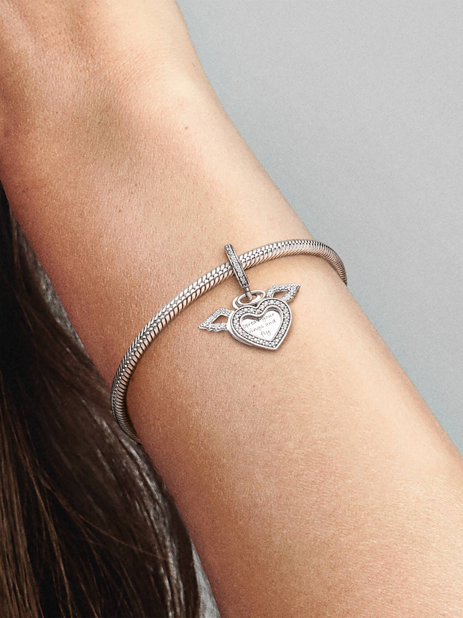 Heart & Angel Wings Dangle Charm