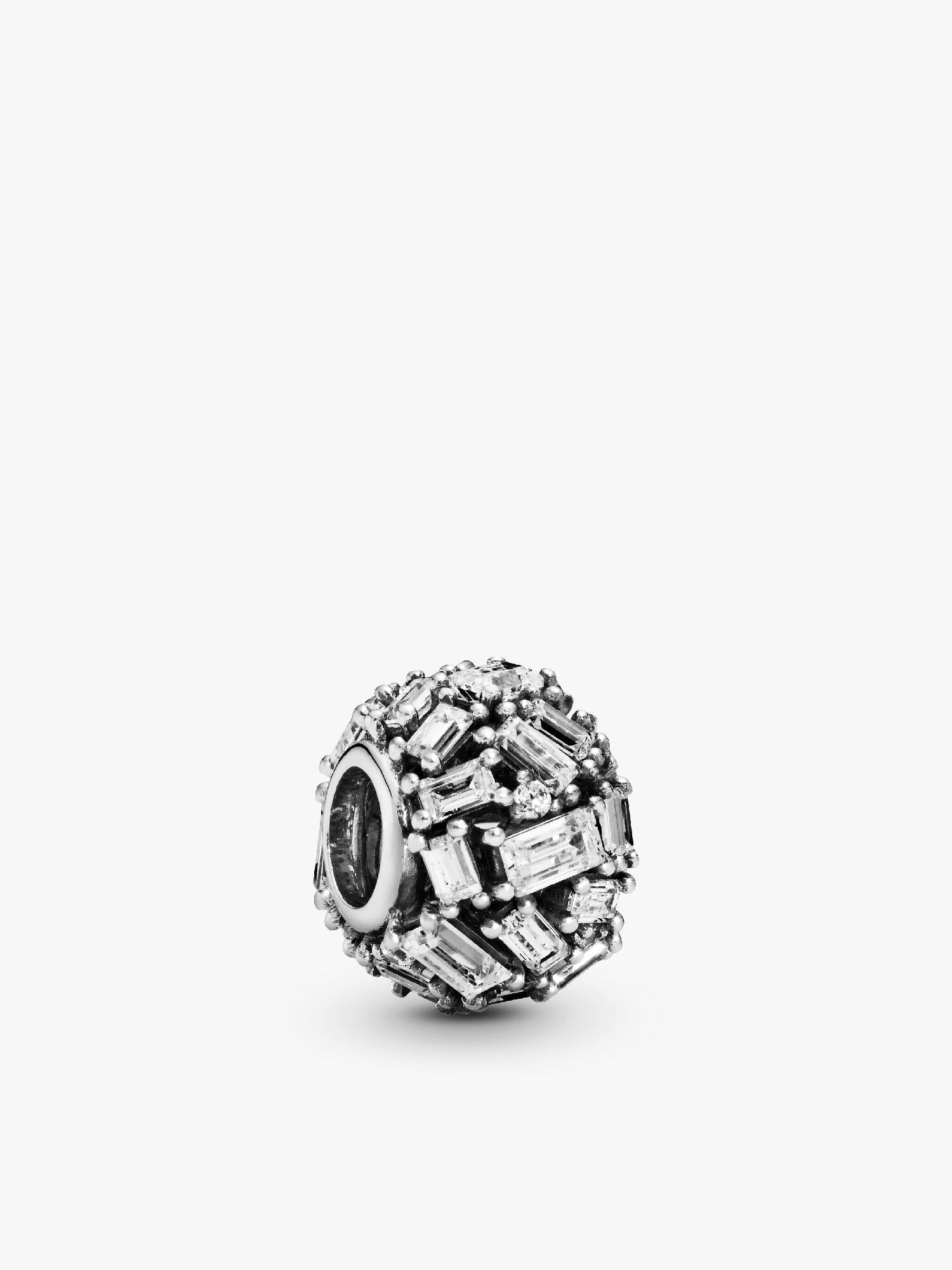 Ice cube silver charm with clear cubic zirconia