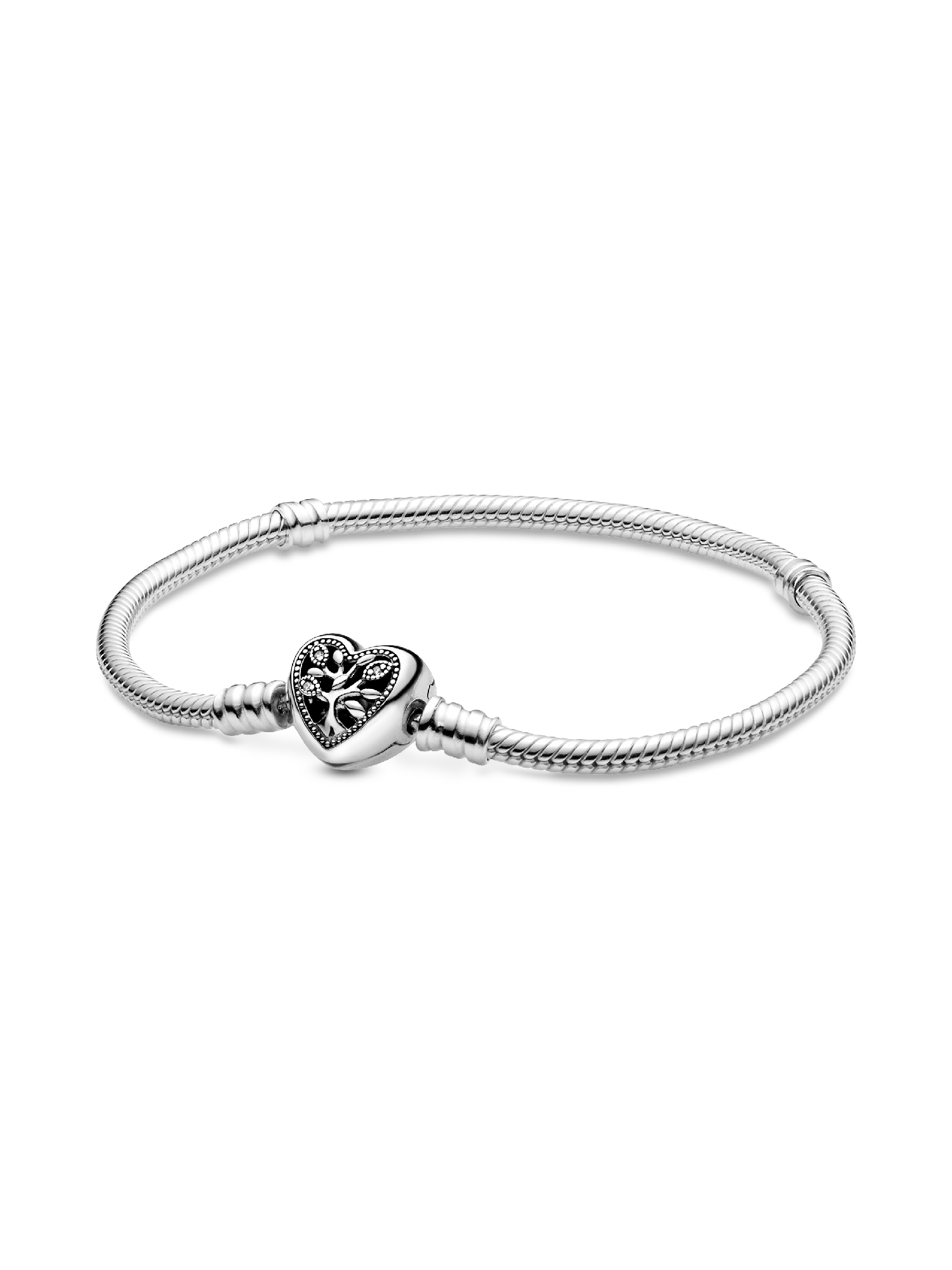 Family Tree Heart Clasp Snake Chain Bracelet
