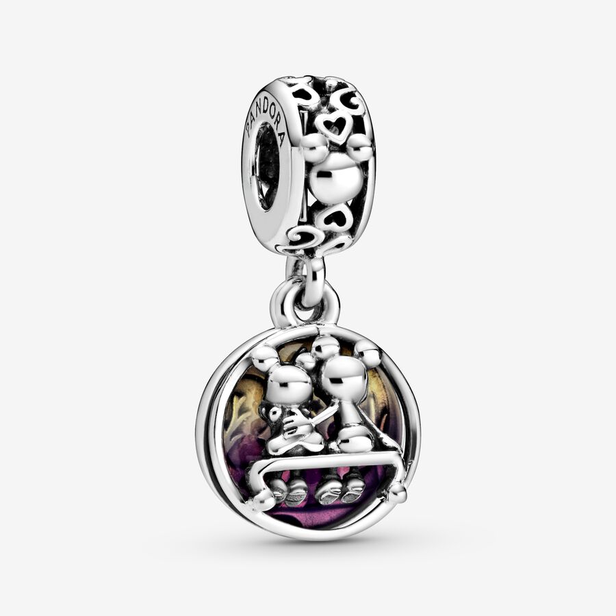 Disney Mickey & Minnie sterling silver dangle with purple enamel image number 0