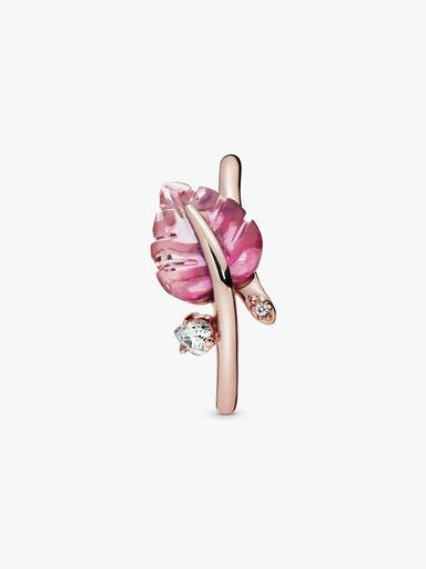 Pink Murano Glass Leaf Ring
