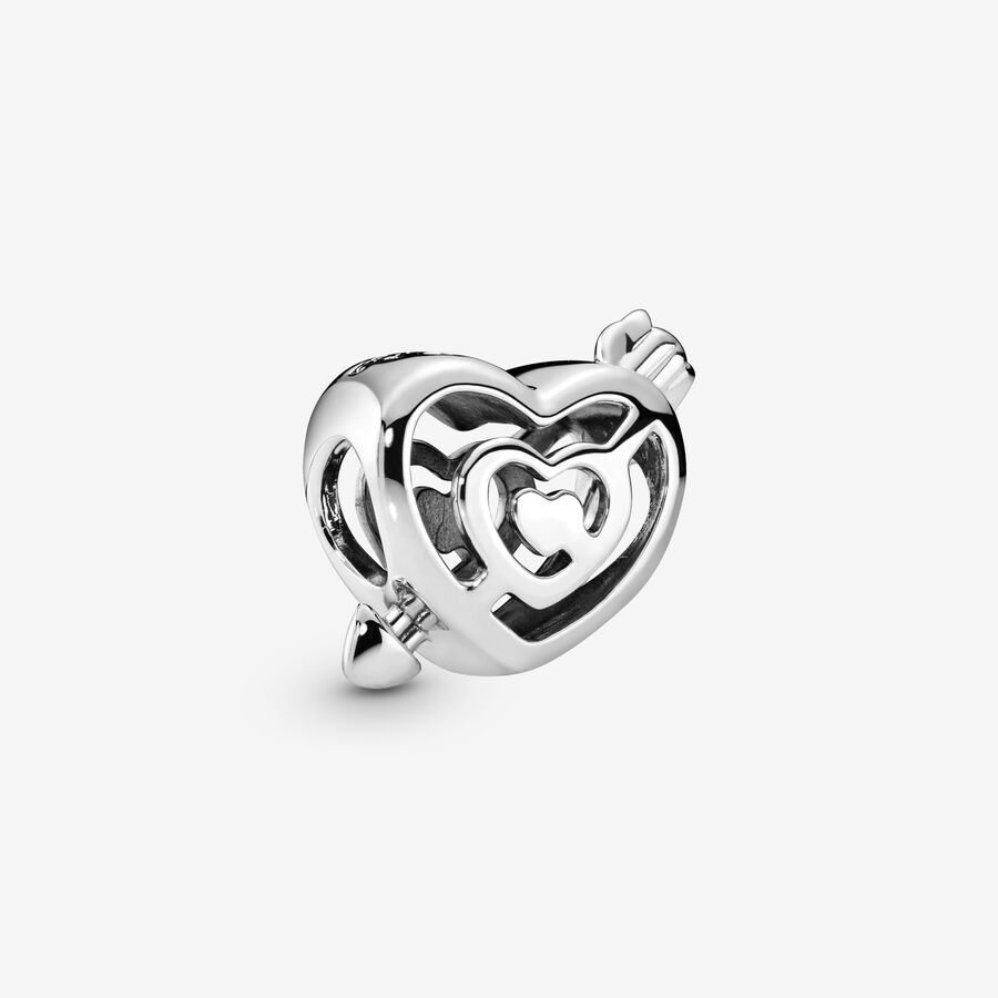 Labyrinth heart and arrow silver charm image number 0