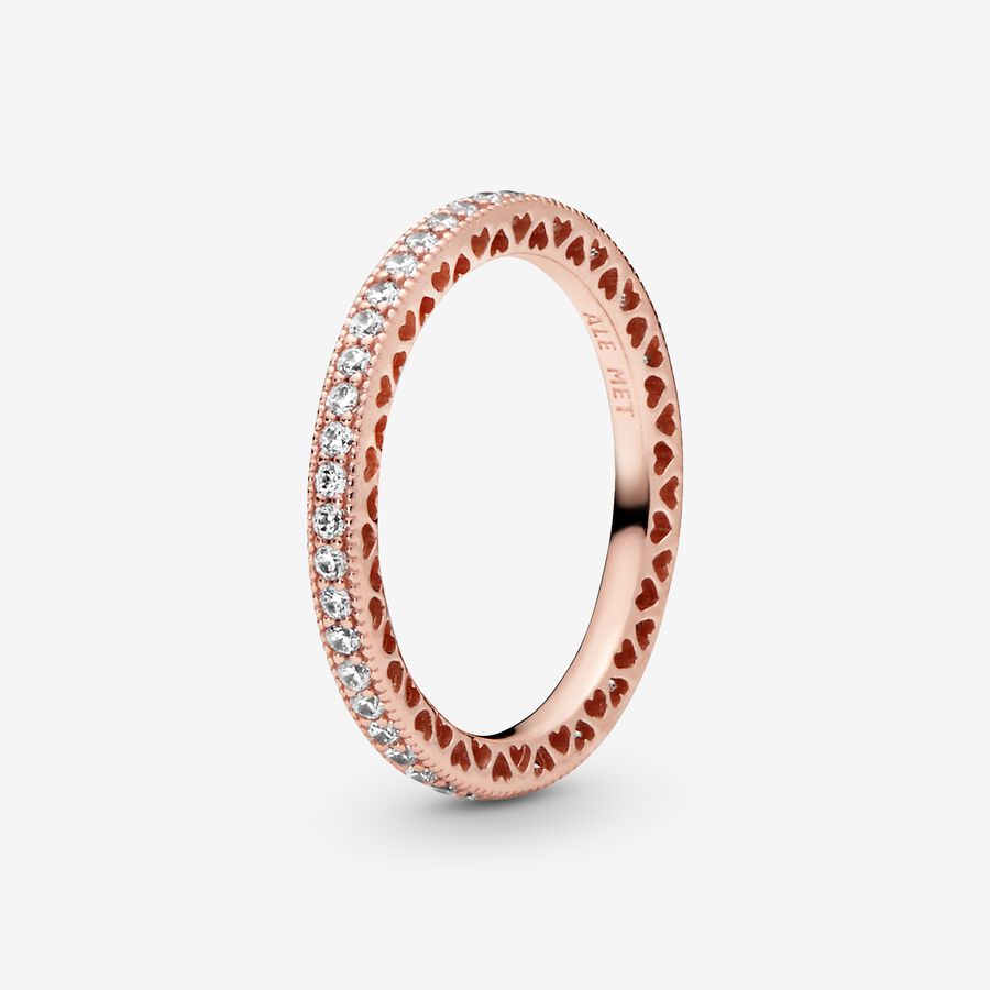 14k Rose gold-plated ring with clear cubic zirconia image number 0