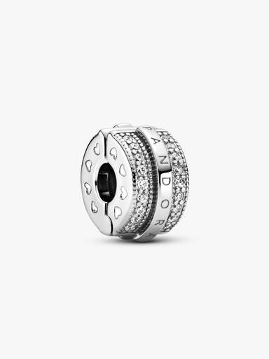 Sparkling Pavé Lines & Logo Clip Charm