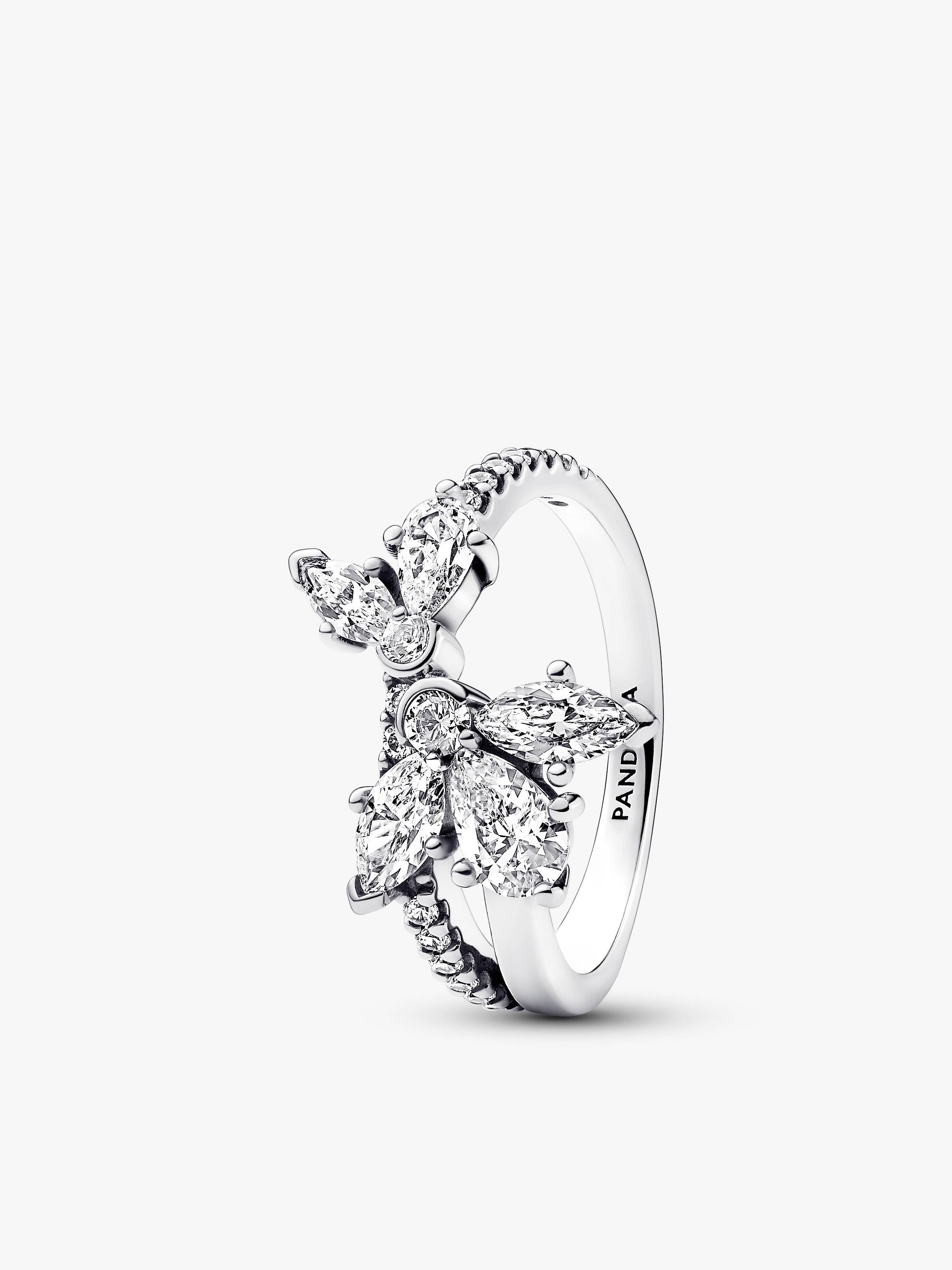 Sparkling Asymmetrical Herbarium Cluster Ring