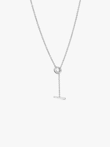 Pavé Circle Logo T-bar Heart Necklace