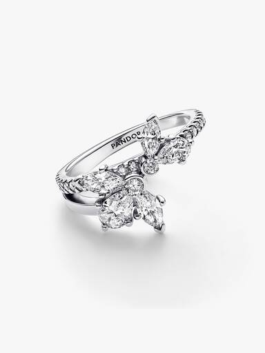 Sparkling Asymmetrical Herbarium Cluster Ring