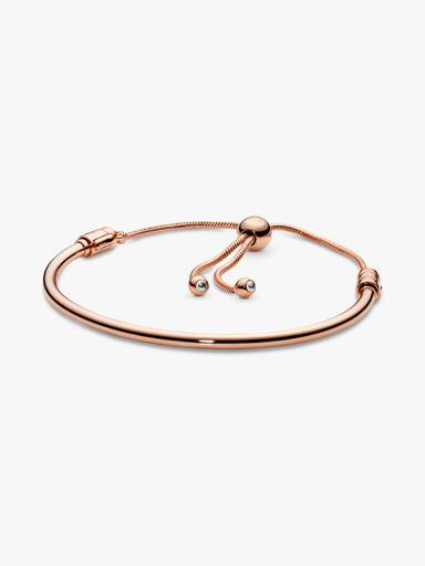 14k Rose gold-plated bangle with clear cubic zirconia and sliding clasp