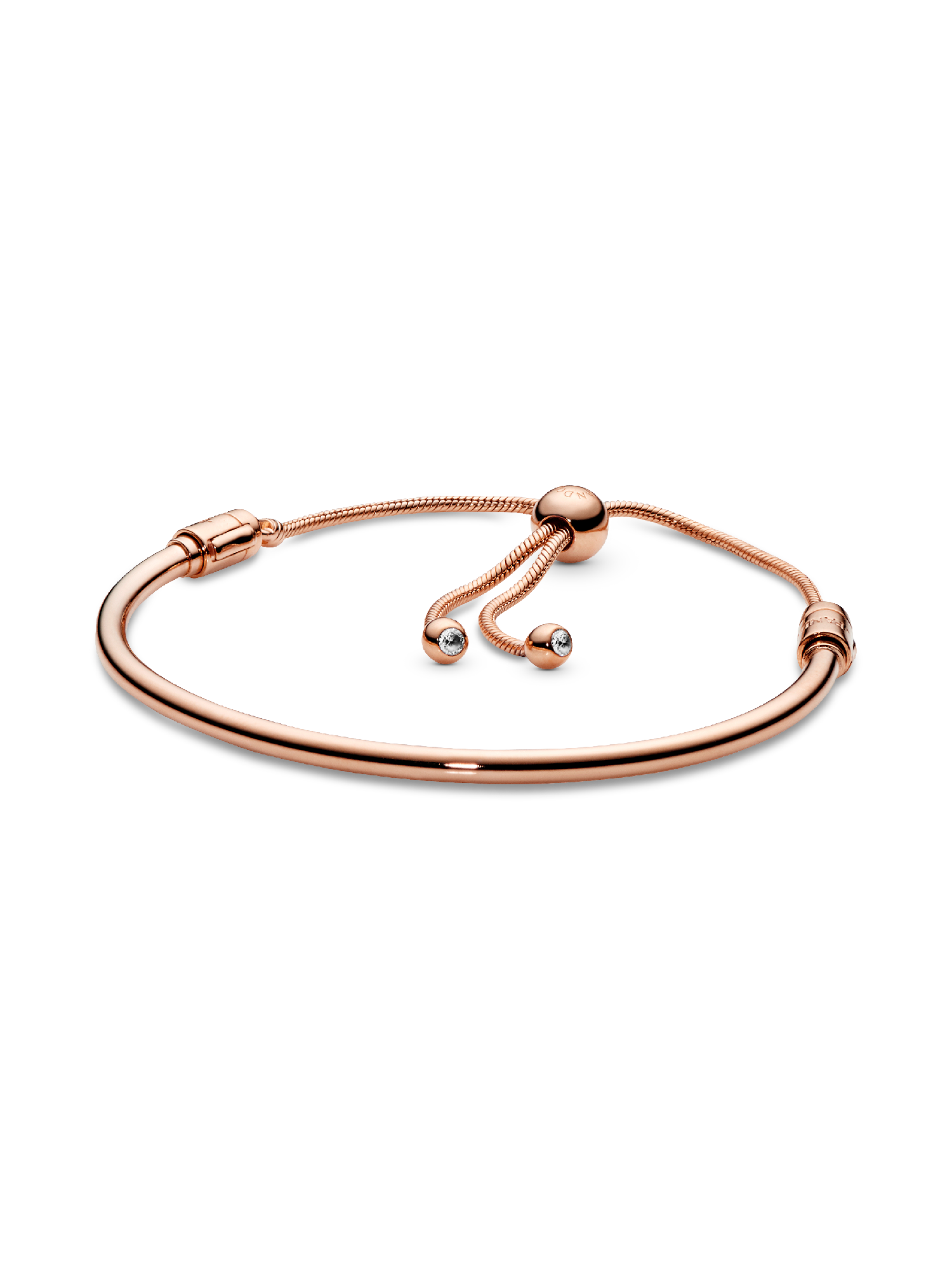 14k Rose gold-plated bangle with clear cubic zirconia and sliding clasp
