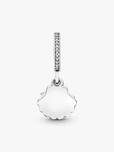 Starfish and shell silver dangle with frosty mint cubic zirconia and clear cubic zirconia