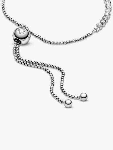 Rhodium plated silver bracelet with clear cubic zirconia