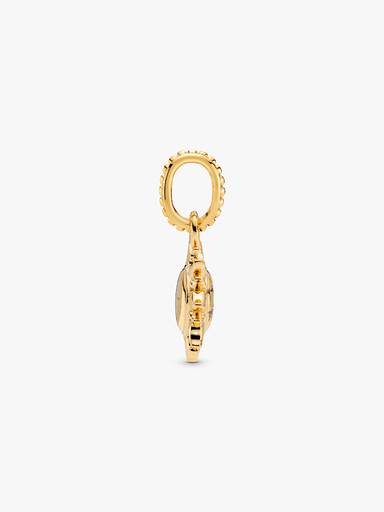 Sun 14k gold-plated pendant with clear cubic zirconia